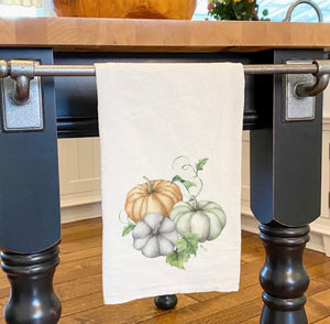 Pumpkins and Leaves Tea Towel